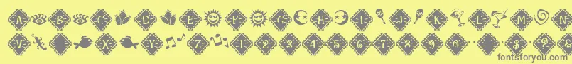 Fonte MaracaExtras – fontes cinzas em um fundo amarelo