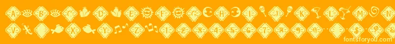 MaracaExtras-Schriftart – Gelbe Schriften auf orangefarbenem Hintergrund