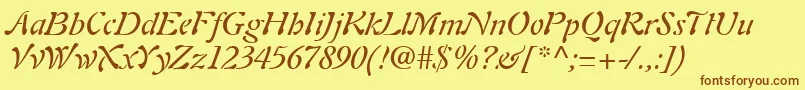 AuriolLtItalic Font – Brown Fonts on Yellow Background