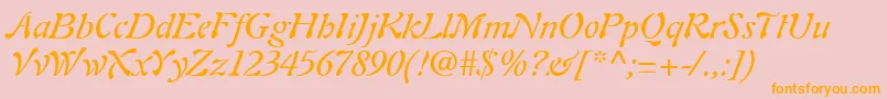 AuriolLtItalic Font – Orange Fonts on Pink Background