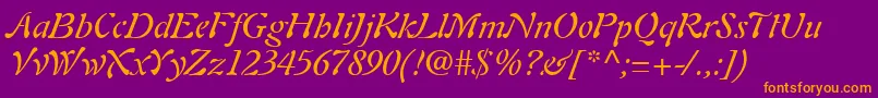 AuriolLtItalic Font – Orange Fonts on Purple Background