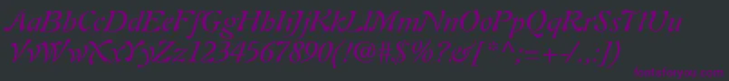Fonte AuriolLtItalic – fontes roxas em um fundo preto