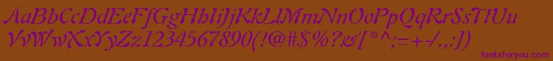 AuriolLtItalic Font – Purple Fonts on Brown Background