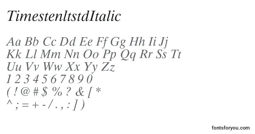 Шрифт TimestenltstdItalic – алфавит, цифры, специальные символы