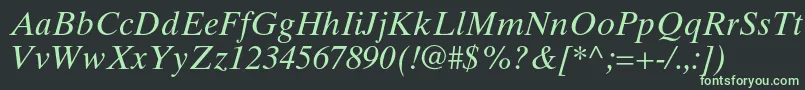 フォントTimestenltstdItalic – 黒い背景に緑の文字