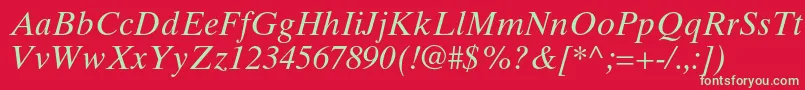 TimestenltstdItalic Font – Green Fonts on Red Background