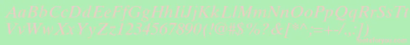 TimestenltstdItalic Font – Pink Fonts on Green Background