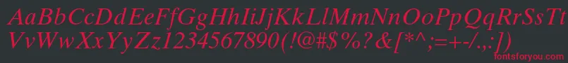 フォントTimestenltstdItalic – 黒い背景に赤い文字