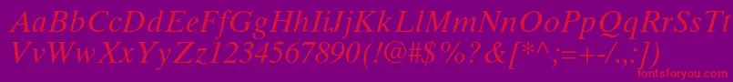 TimestenltstdItalic Font – Red Fonts on Purple Background
