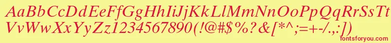 TimestenltstdItalic Font – Red Fonts on Yellow Background