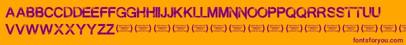 SummontheexecutionerRegula-Schriftart – Violette Schriften auf orangefarbenem Hintergrund