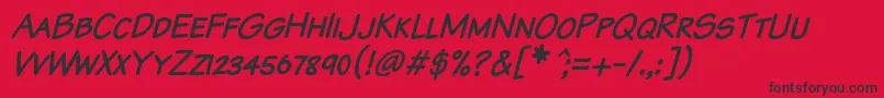KomikaTextKapsItalic Font – Black Fonts on Red Background
