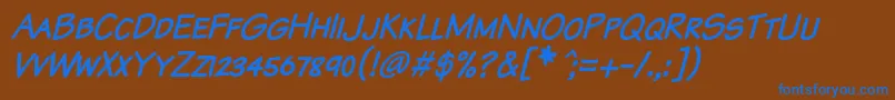 KomikaTextKapsItalic Font – Blue Fonts on Brown Background