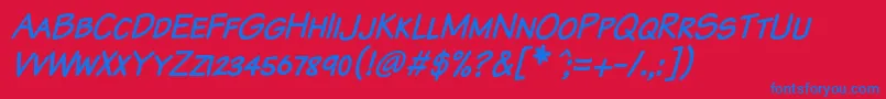 KomikaTextKapsItalic Font – Blue Fonts on Red Background