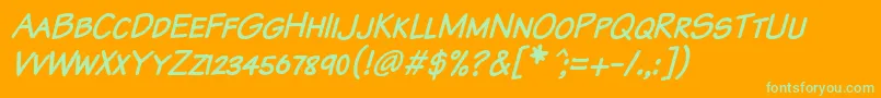 KomikaTextKapsItalic Font – Green Fonts on Orange Background