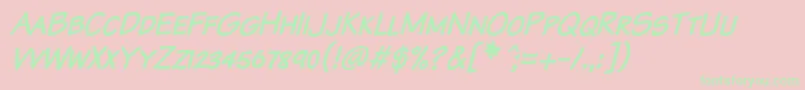 KomikaTextKapsItalic Font – Green Fonts on Pink Background