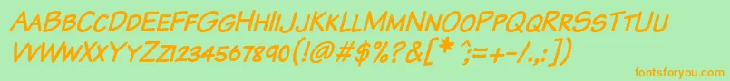 KomikaTextKapsItalic Font – Orange Fonts on Green Background