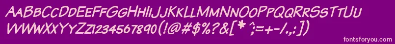 KomikaTextKapsItalic Font – Pink Fonts on Purple Background