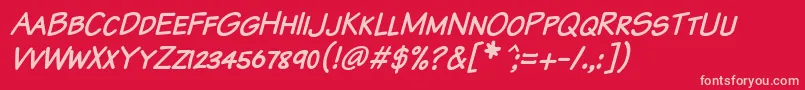 KomikaTextKapsItalic Font – Pink Fonts on Red Background