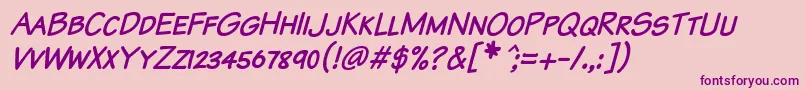 KomikaTextKapsItalic Font – Purple Fonts on Pink Background