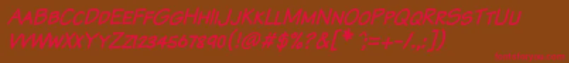 KomikaTextKapsItalic Font – Red Fonts on Brown Background