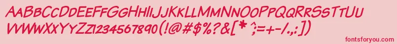 KomikaTextKapsItalic Font – Red Fonts on Pink Background