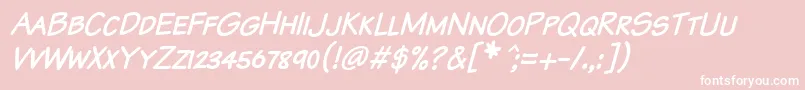KomikaTextKapsItalic Font – White Fonts on Pink Background