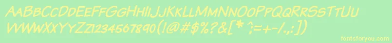 KomikaTextKapsItalic Font – Yellow Fonts on Green Background