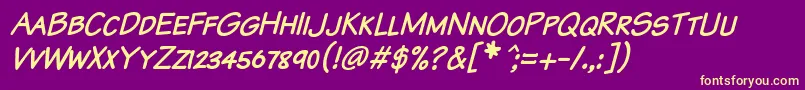 KomikaTextKapsItalic Font – Yellow Fonts on Purple Background