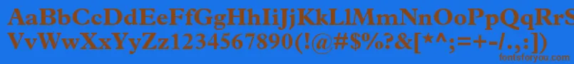 フォントPlantinstdBold – 茶色の文字が青い背景にあります。