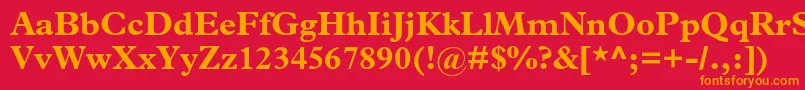 フォントPlantinstdBold – 赤い背景にオレンジの文字