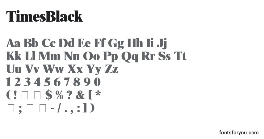 A fonte TimesBlack – alfabeto, números, caracteres especiais