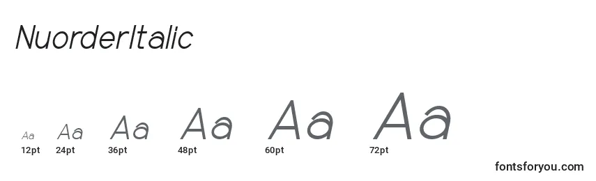 Размеры шрифта NuorderItalic