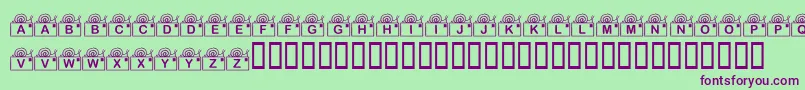 フォントKrSnailMail – 緑の背景に紫のフォント