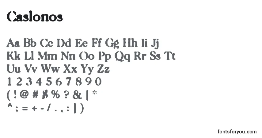 A fonte Caslonos – alfabeto, números, caracteres especiais
