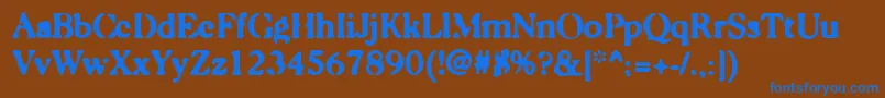 フォントCaslonos – 茶色の背景に青い文字