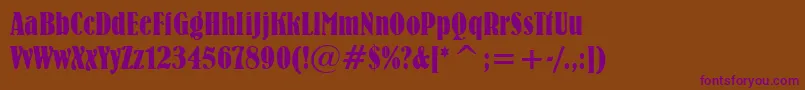 BernhardBoldCondensedBt Font – Purple Fonts on Brown Background
