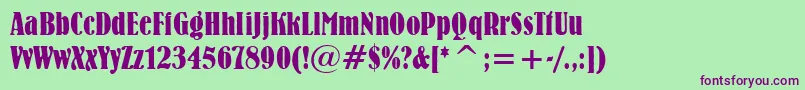 BernhardBoldCondensedBt Font – Purple Fonts on Green Background