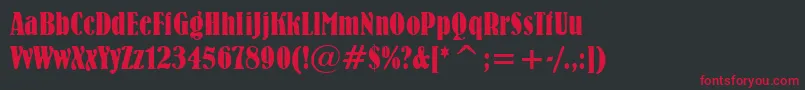 BernhardBoldCondensedBt Font – Red Fonts on Black Background