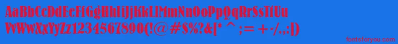 BernhardBoldCondensedBt Font – Red Fonts on Blue Background