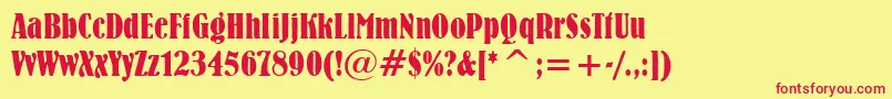 BernhardBoldCondensedBt Font – Red Fonts on Yellow Background