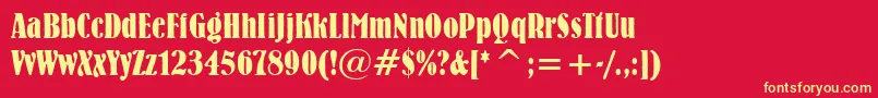 BernhardBoldCondensedBt Font – Yellow Fonts on Red Background