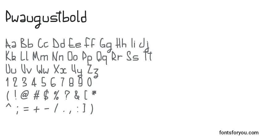 A fonte Pwaugustbold – alfabeto, números, caracteres especiais