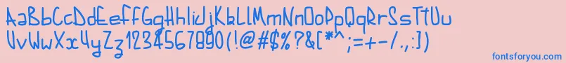 Czcionka Pwaugustbold – niebieskie czcionki na różowym tle