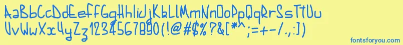 Pwaugustbold-fontti – siniset fontit keltaisella taustalla