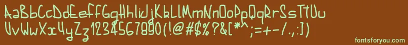Pwaugustbold-Schriftart – Grüne Schriften auf braunem Hintergrund