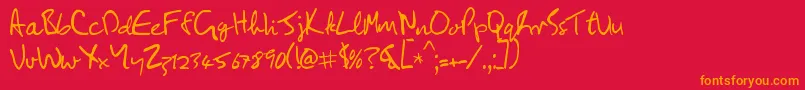 フォントLennon – 赤い背景にオレンジの文字
