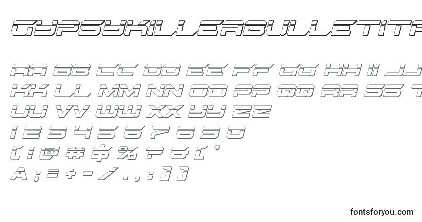 Schriftart Gypsykillerbulletital – Alphabet, Zahlen, spezielle Symbole