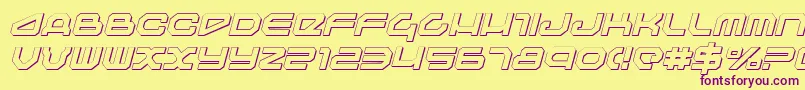 Travelersi-Schriftart – Violette Schriften auf gelbem Hintergrund