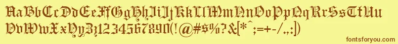 フォントHeadlinetext – 茶色の文字が黄色の背景にあります。